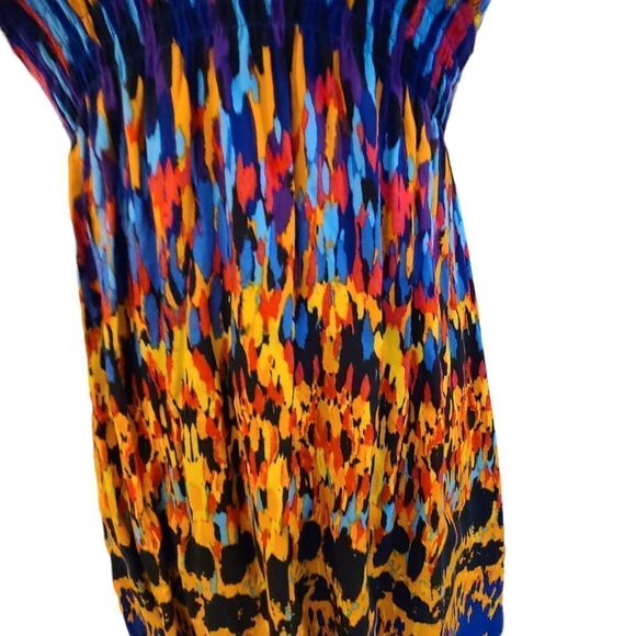 Derek Heart Sundress Strappy Geometric Colorful‎ Smocked Bodice Sz XS - Picture 5 of 13